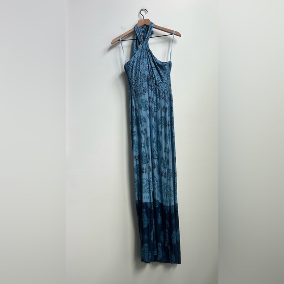 Soma Soft jersey halter maxi bra Dress bella stamp border blue Pocket Paisley XL - Picture 4 of 12